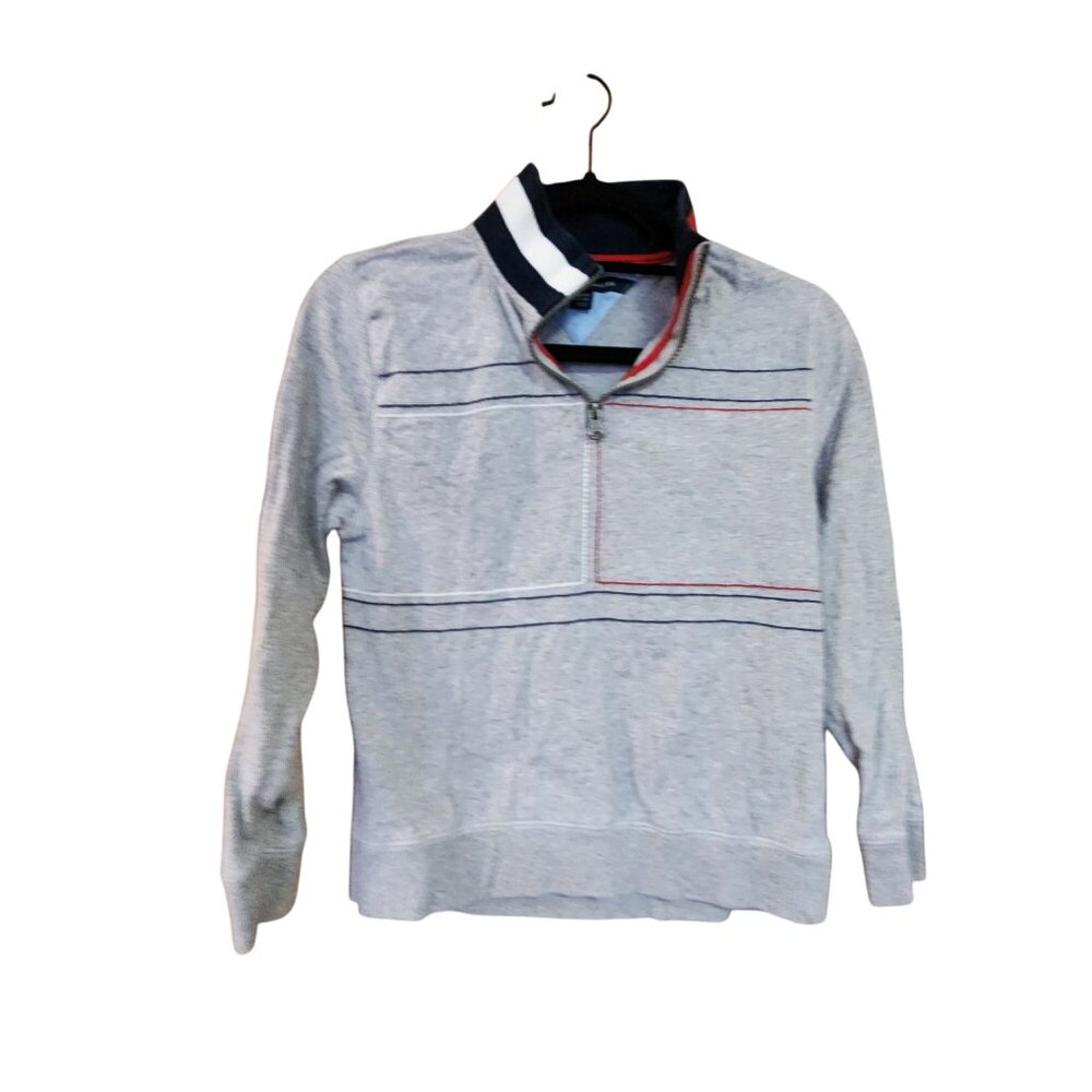 Tommy Hilfiger Boys Gray Quarter-Zip Pullover Sweatshirt M (12-14)